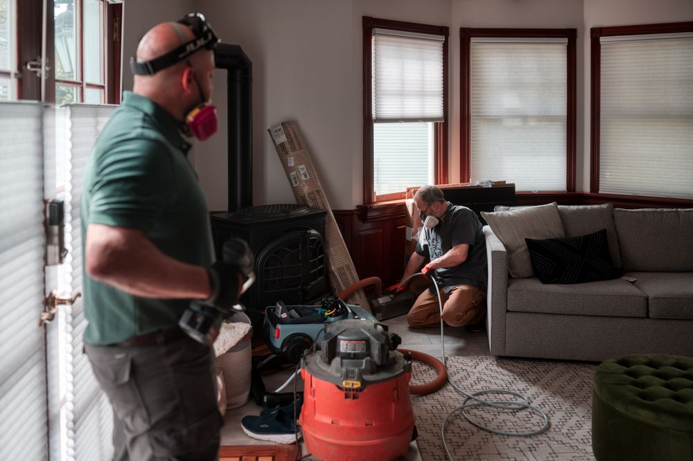 Professional air duct cleaning equipment in action